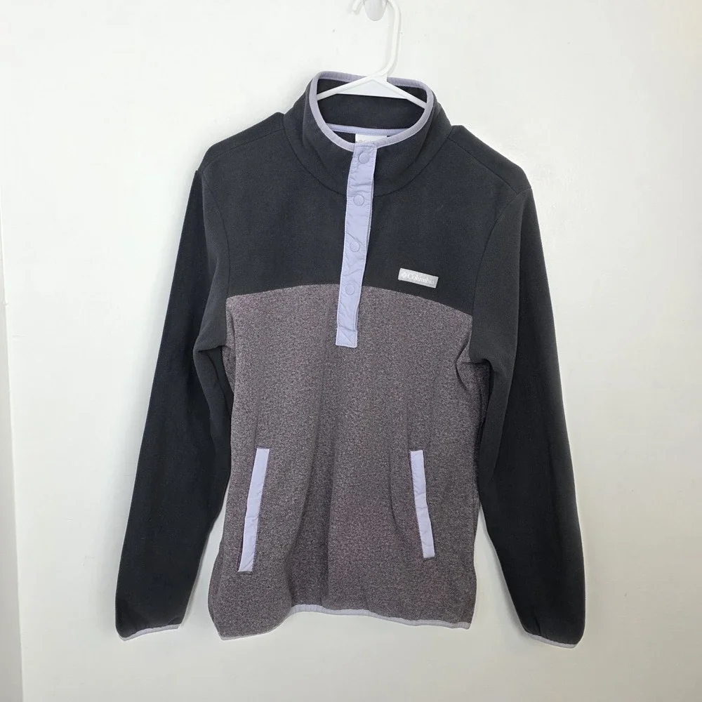 Columbia Gray Purple Benton Springs Fleece Half Snap Outdoor Pullover Size M‎